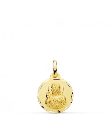Corazón oro 9k de Jesús tallado 14 mm