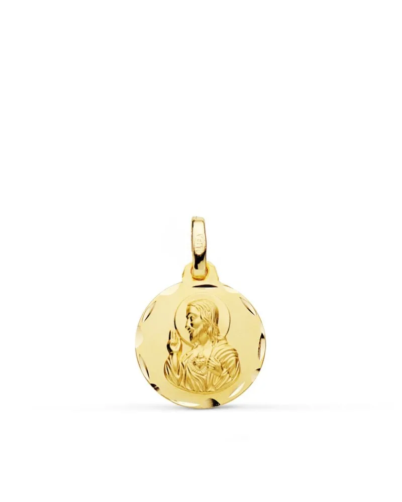 Corazón oro 9k de Jesús tallado 14 mm