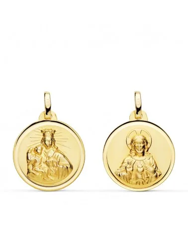 Escapulario oro 9k amarillo Virgen del Carmen y corazón