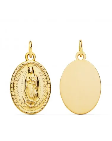 Medalla oro 9k amarillo Virgen de Guadalupe oval matizadda