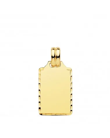 Placa oro 9k amarillo chapa lisa alto brillo tallada 20x14 mm