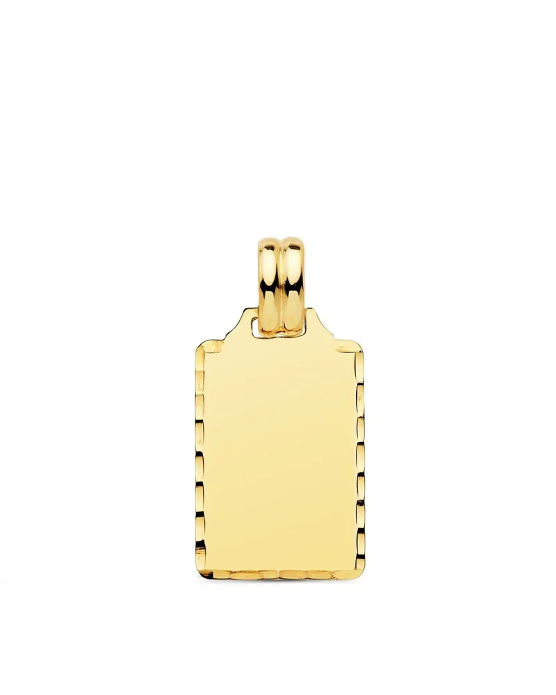 Placa oro 9k amarillo chapa lisa alto brillo tallada 20x14 mm