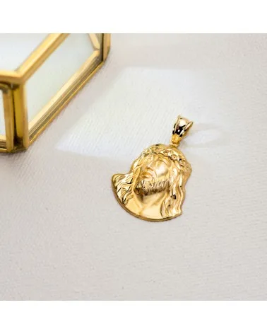 Cristo oro 9k amarillo santo rostro 27x22 mm