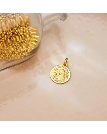 Medalla oro 9k amarillo Santa rita bisel 14 mm