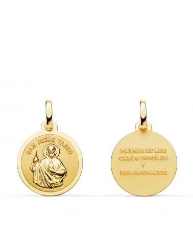 Medalla oro 9k amarillo San Judas tadeo mate y brillo