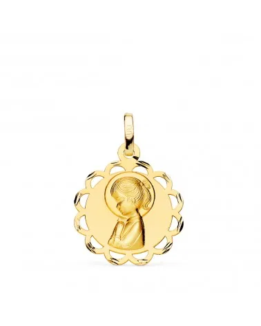 Medalla oro 9k Virgen Niña calada 19 mm