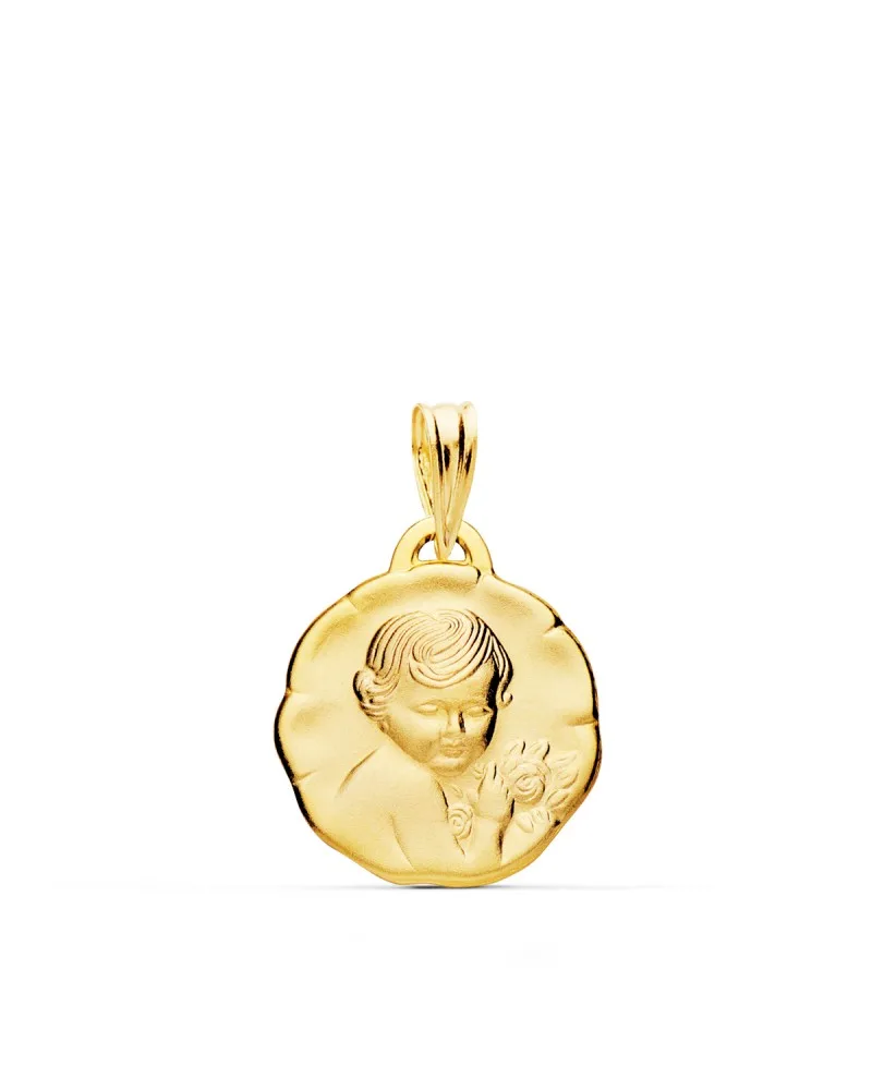 Medalla oro 9k amarillo ángel querubin 15 mm