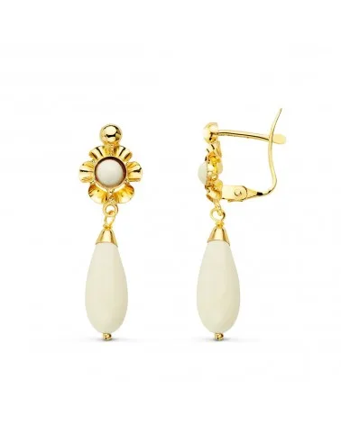 Pendientes oro 18k amarillo cubanas blancas
