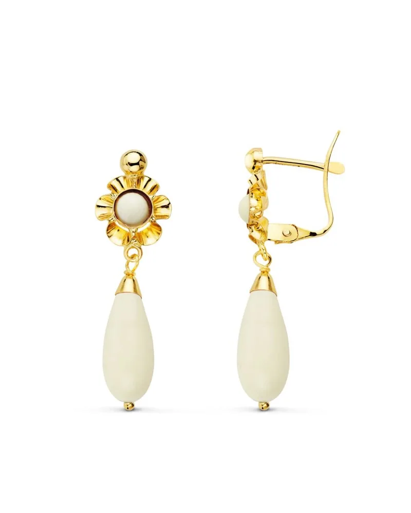 Pendientes oro 18k amarillo cubanas blancas