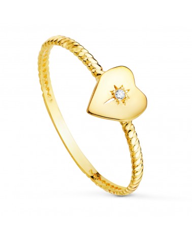 Sortija oro 18k amarillo corazón diamante de laboratorio