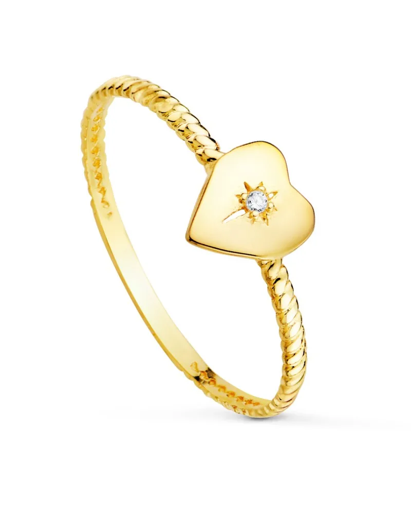 Sortija oro 18k amarillo corazón diamante de laboratorio