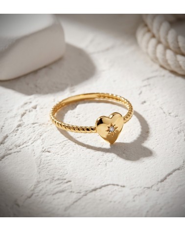 Sortija oro 18k amarillo corazón diamante de laboratorio