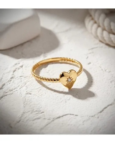 Sortija oro 18k amarillo corazón diamante de laboratorio