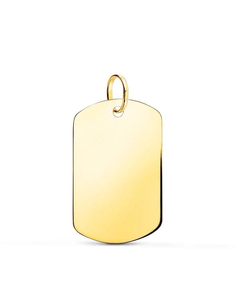 Chapa oro 18k amarillo militar rectangular brillo 24x16 mm