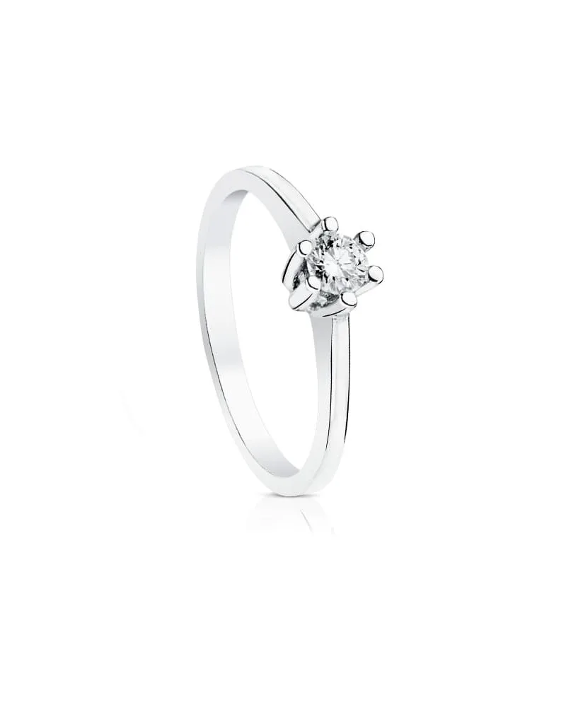 Solitario oro 18k blanco diamante natural 0,3 quilates