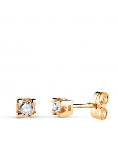 Pendientes oro 18k amarillo diamantes de laboratorio 0,2 quilates 3,5x3,5 mm