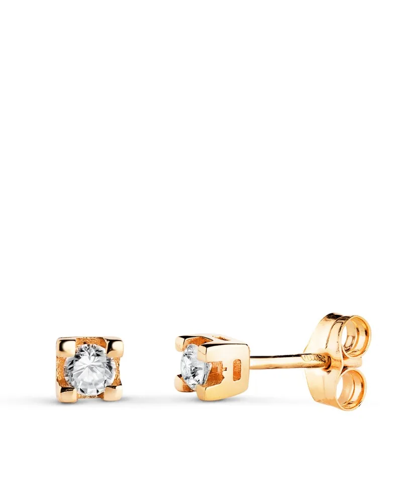 Pendientes oro 18k amarillo diamantes de laboratorio 0,2 quilates 3,5x3,5 mm