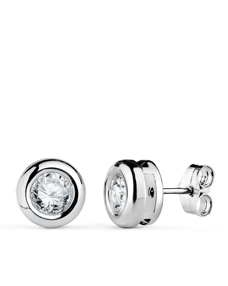 Pendientes oro 18k blanco diamantes de laboratorio 5 mm