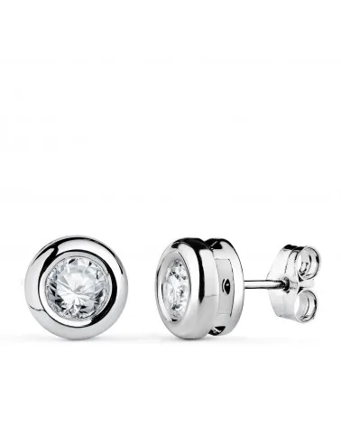 Pendientes oro 18k blanco diamantes de laboratorio 5 mm