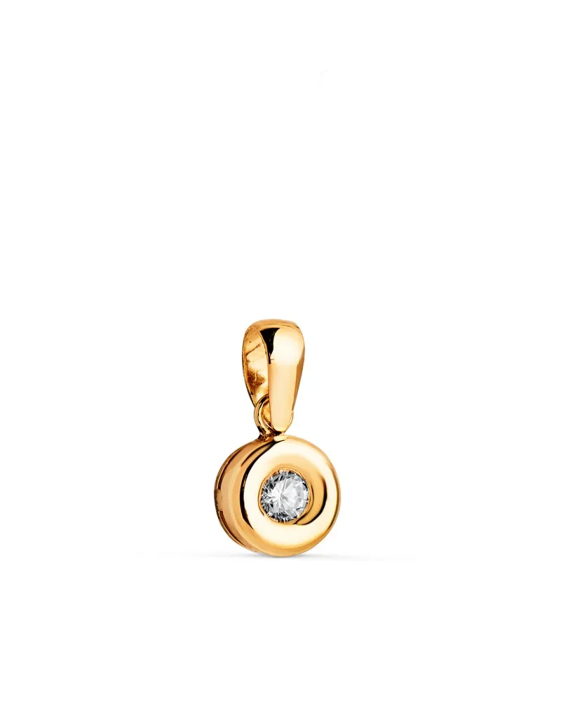 Colgante oro 18k amarillo chatón diamantes de laboratorio