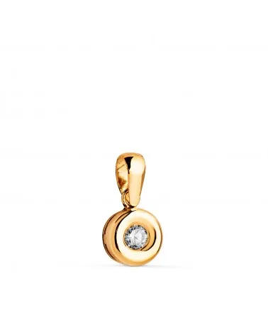 Colgante oro 18k amarillo chatón diamantes de laboratorio