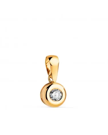 Colgante oro 18k amarillo chatón 7 mm diamante de laboratorio