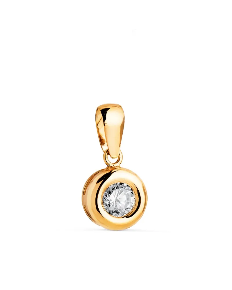 Colgante oro 18k amarillo chatón 8 mm diamante de laboratorio