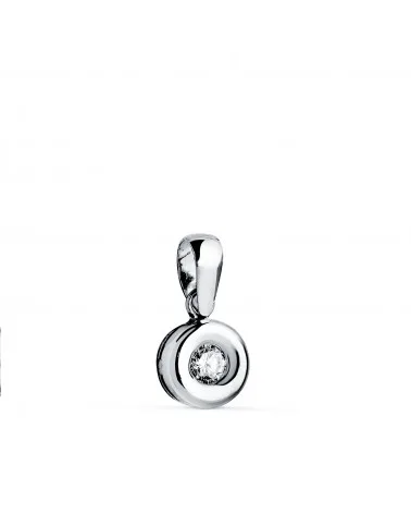 Colgante oro 18k blanco chatón 6,5 mm diamante de laboratorio