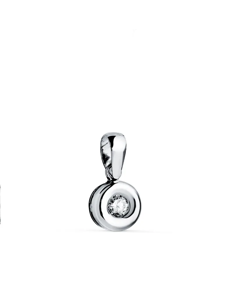 Colgante oro 18k blanco chatón 6,5 mm diamante de laboratorio