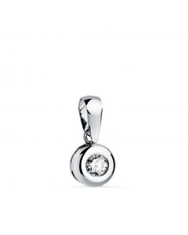 Colgante oro 18k blanco chatón 7 mm diamante de laboratorio