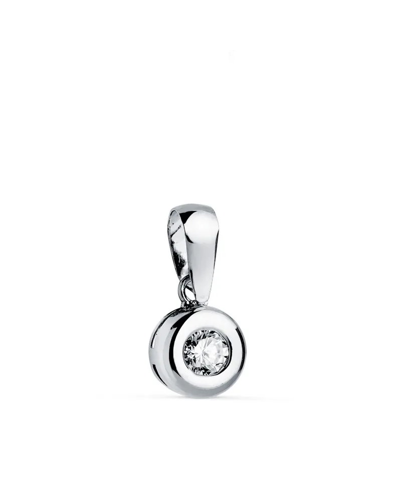 Colgante oro 18k blanco chatón 7 mm diamante de laboratorio