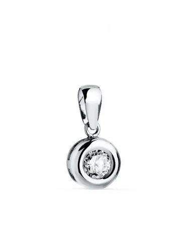 Colgante oro 18k blanco chatón 8 mm diamante de laboratorio