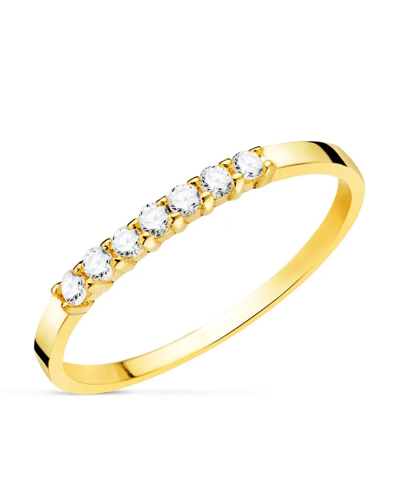 Alianza oro 18k amarillo o anillo 7 diamantes de laboratorio
