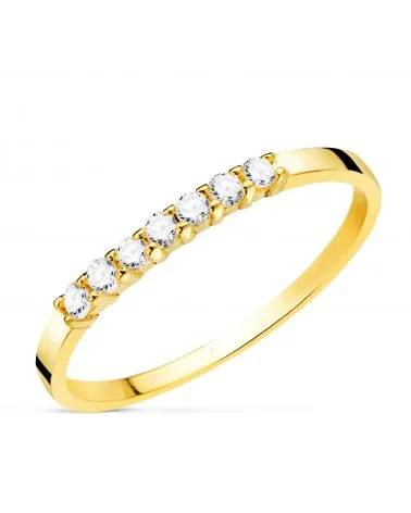 Alianza oro 18k amarillo o anillo 7 diamantes de laboratorio