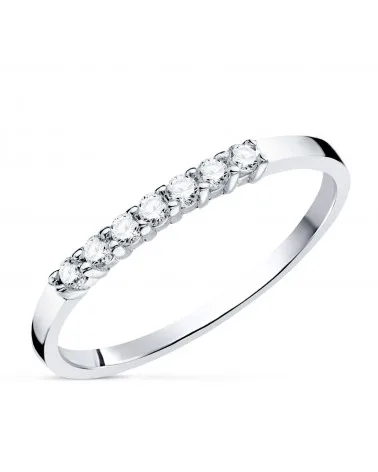 Alianza oro 18k blanco o anillo 7 diamantes de laboratorio