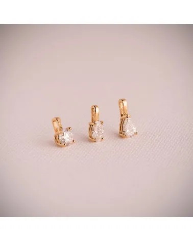 Colgante oro 18k amarillo diamante de laboratorio talla pera