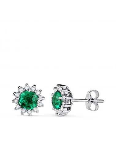 Pendientes oro 18k blanco 24 diamantes de laboratorio