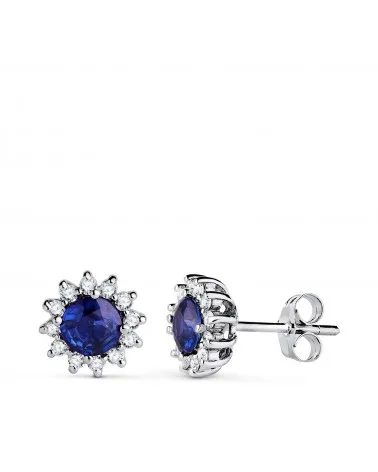 Pendientes oro 18k blanco zafiro difusión 5 mm