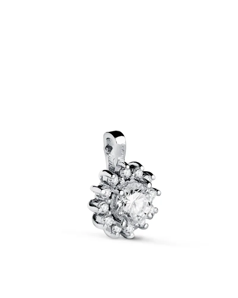 Colgante oro 18k blanco cuajo con 13 diamantes de laboratorio