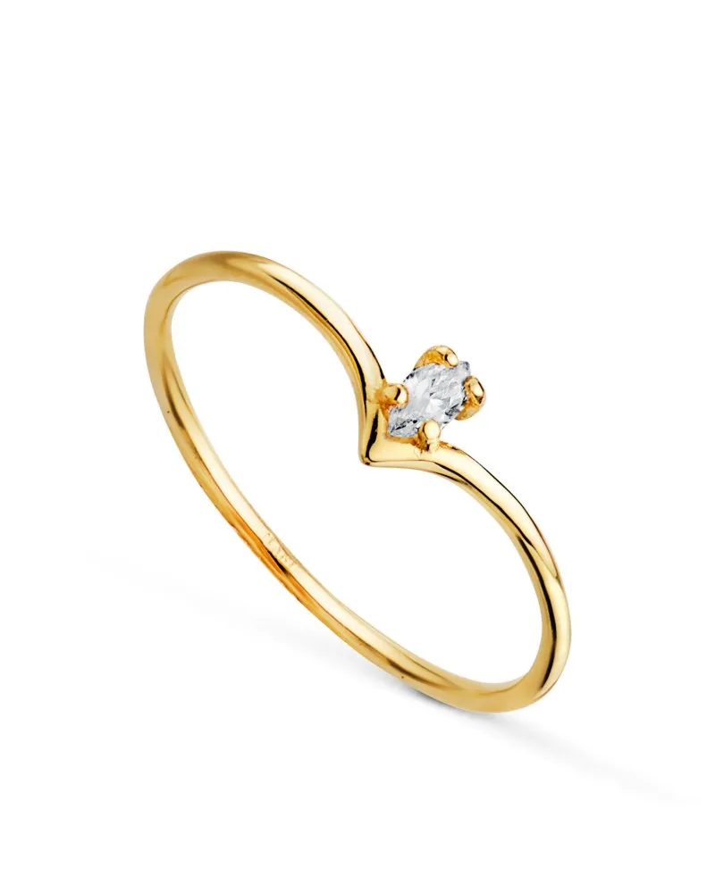 Sortija oro 18k amarillo pico diamante de laboratorio