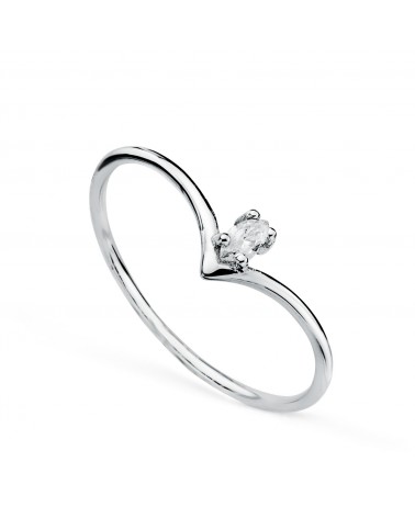 Sortija oro 18k blanco pico diamante de laboratorio