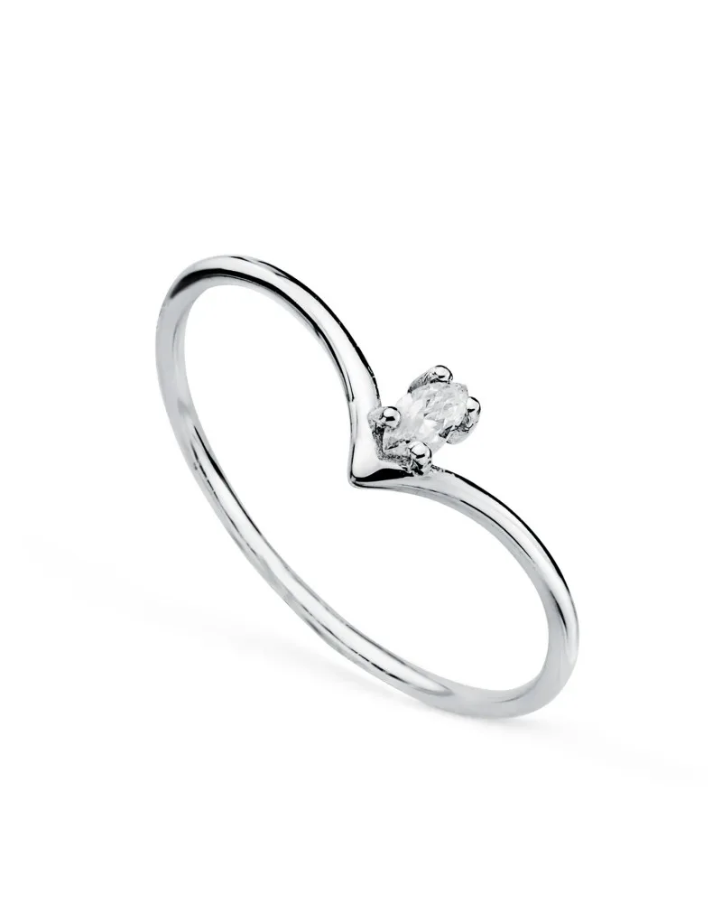 Sortija oro 18k blanco pico diamante de laboratorio