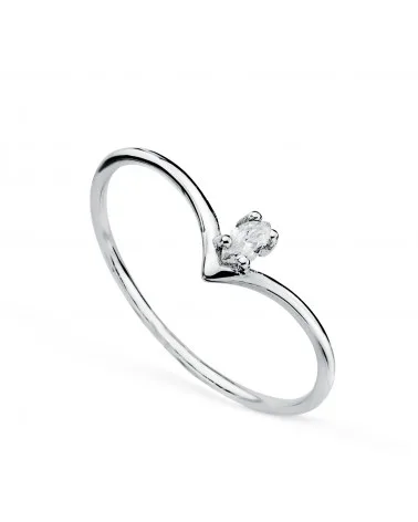 Sortija oro 18k blanco pico diamante de laboratorio