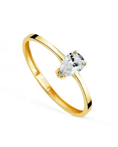 Sortija oro 18k amarillo diamante de laboratorio talla pera