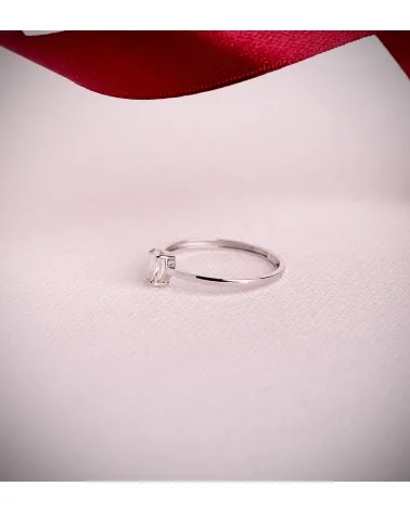 Sortija oro 18k blanco diamante de laboratorio talla pera