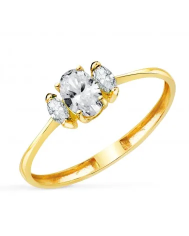 Sortija oro 18k amarillo 3 diamantes de laboratorio marquesa