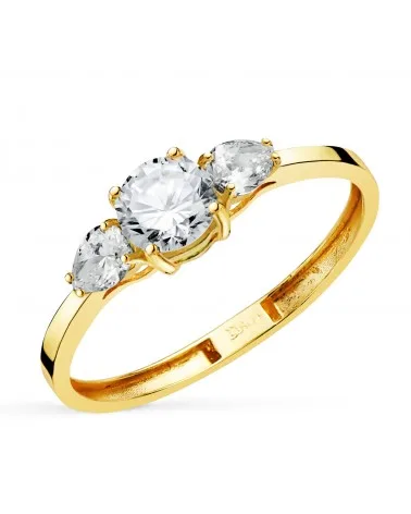 Sortija oro 18k amarillo diamantes de laboratorio talla pera 0,79 quilates