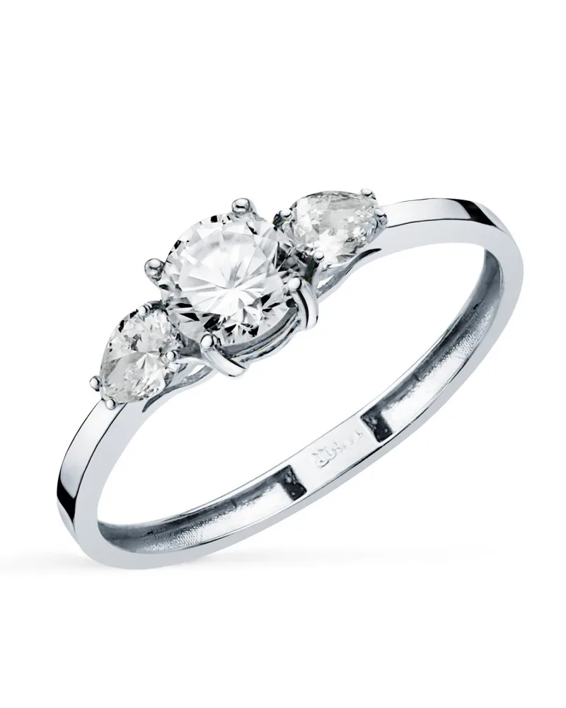 Sortija oro 18k blanco diamantes de laboratorio talla pera 0,79 quilates
