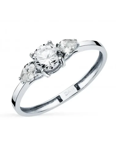 Sortija oro 18k blanco diamantes de laboratorio talla pera 0,79 quilates