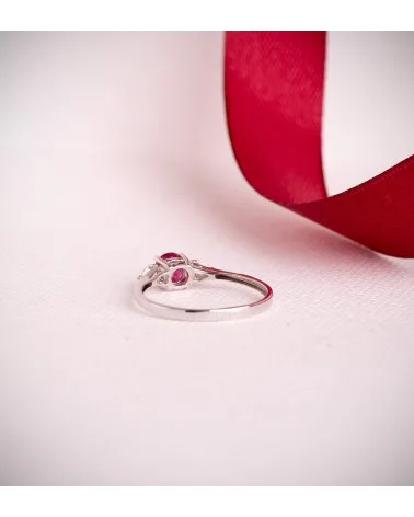 Sortija oro 18k blanco rubí natural 5 mm
